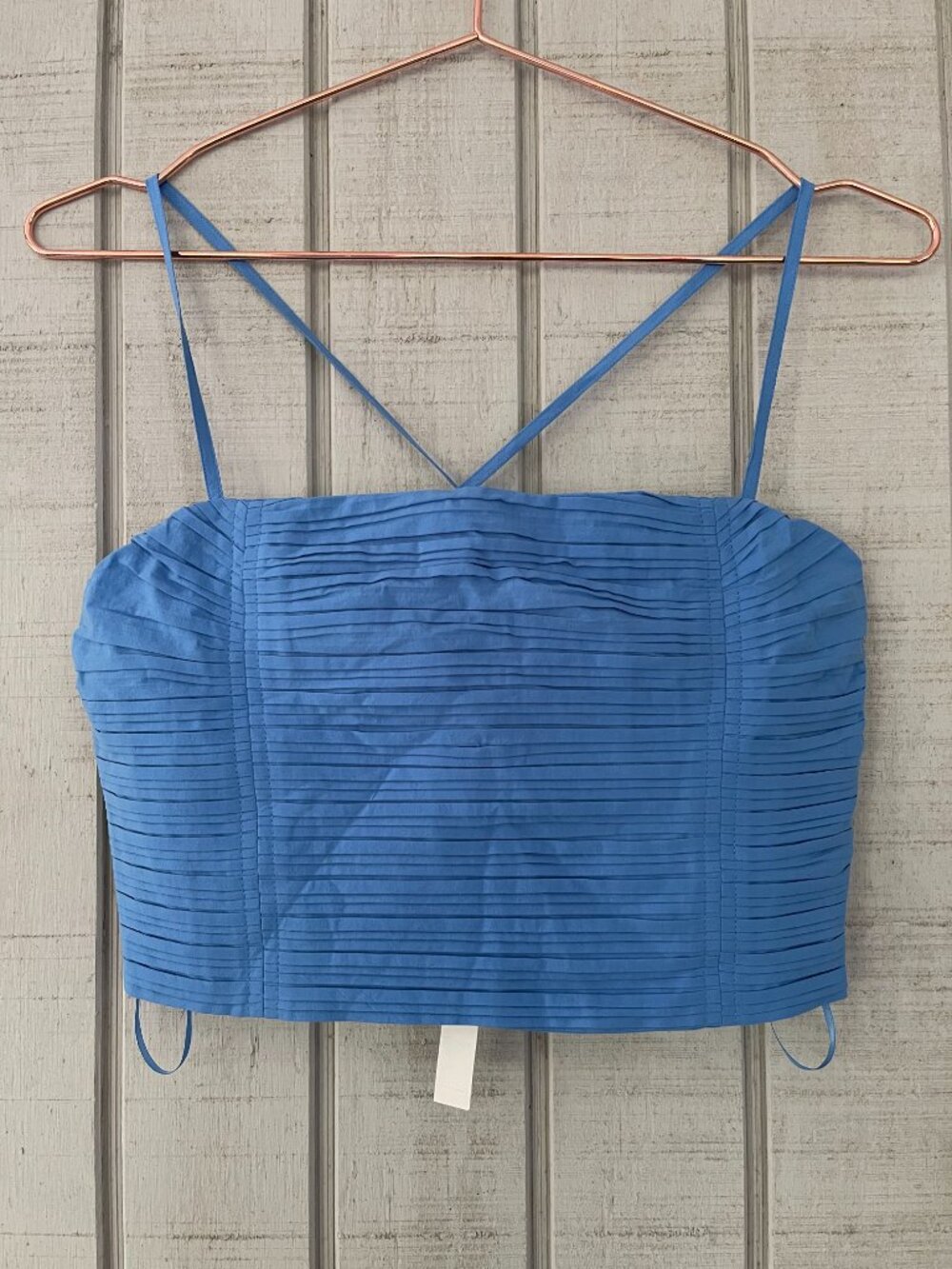 Madewell Blue Crinkle Poplin Strappy Crop Top Size 10 NWT